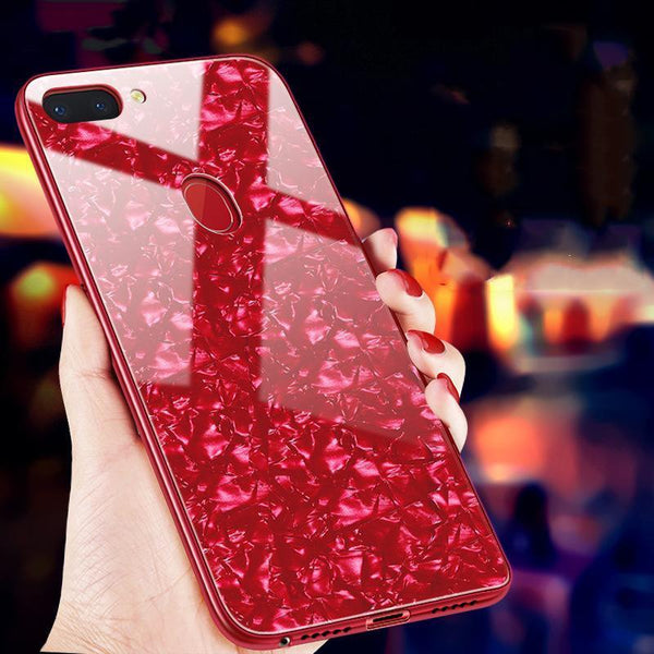 Marble Pattern Luxury Tempered Glass Back Case For Oppo F9 Pro