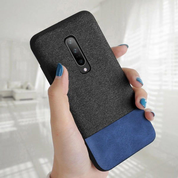 OnePlus 7 / 7 Pro Dual Color Leather + Natural Cloth Texture Case