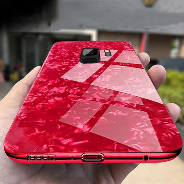 Tempered Glass Marble Pattern Case for Galaxy S9/ S9 Plus