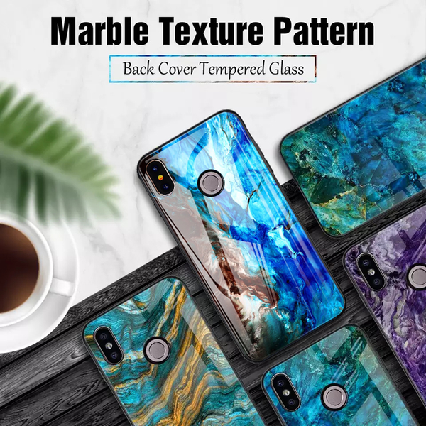 Luxury Artistic Glass Marble Phone Case for Redmi Note 6 Pro