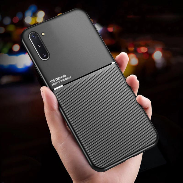 IQS Design Soft Leather Texture Case with Magnetic Car Vent for Galaxy Note 10 Series