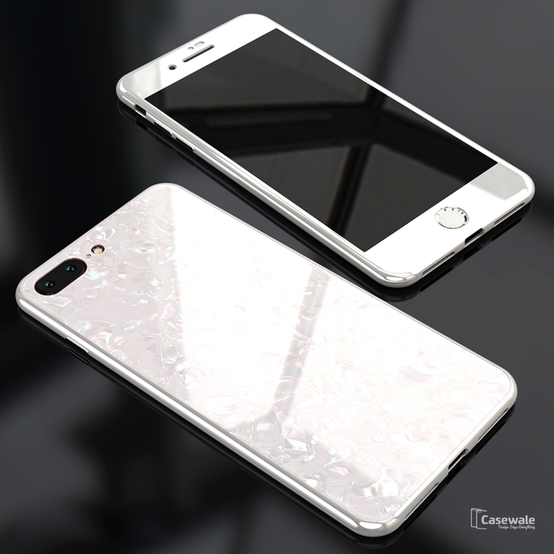 Marble Magnetic Auto-fit Tempered Glass Case for iPhone SE (2020)