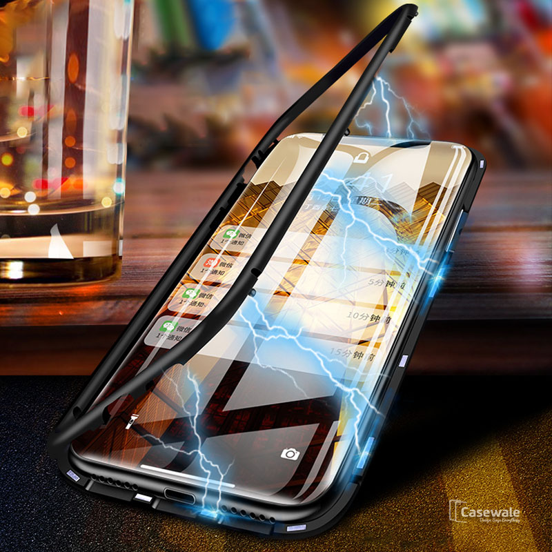 Electronic Auto-Fit Magnetic Glass Case for iPhone