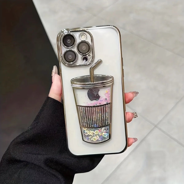 iPhone 14 Series Electroplating Coffee Cup Phone Case