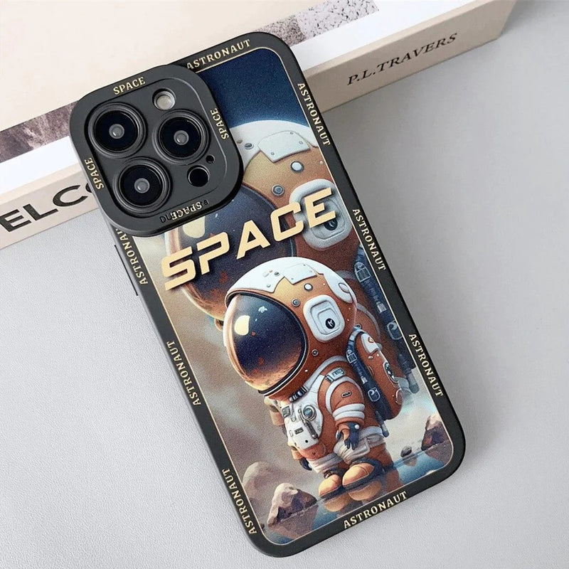 iPhone 14 Series Luxury Space Astrounaut Camera Protection Case