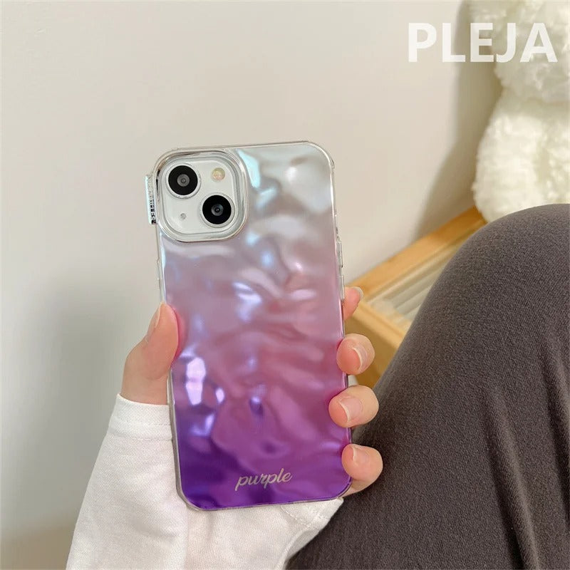 iPhone 13/14 Series Gradient 3D Pleated Wave Pattern Phone Case