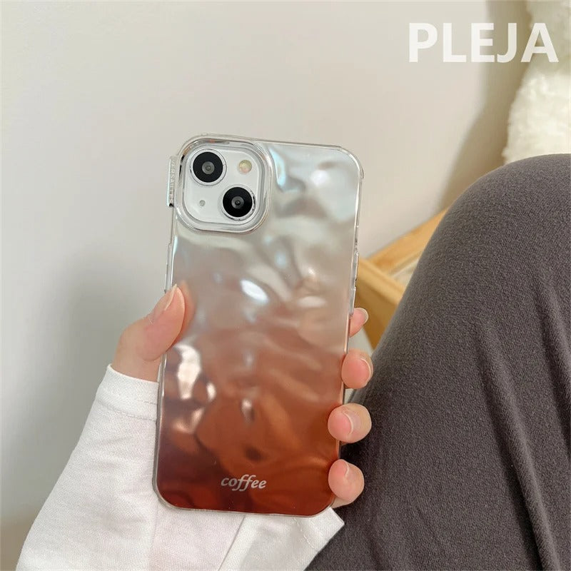 iPhone 13/14 Series Gradient 3D Pleated Wave Pattern Phone Case