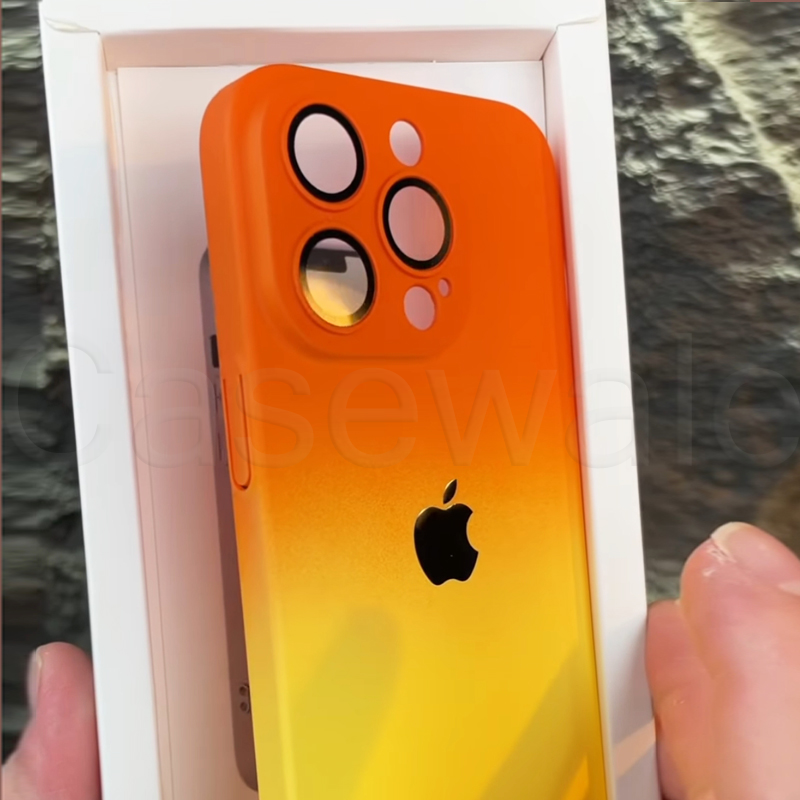 iPhone 14 Series Luxury 3D Matte Gradient Case with Lens Protection