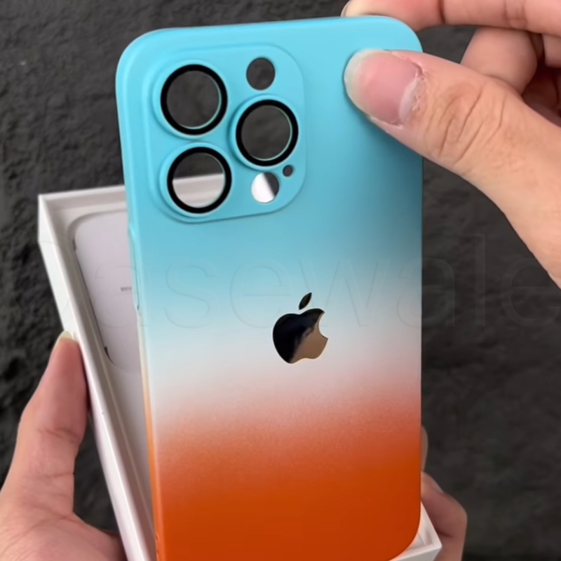 iPhone 13/14 Series Luxury 3D Matte Gradient Case with Lens Protection