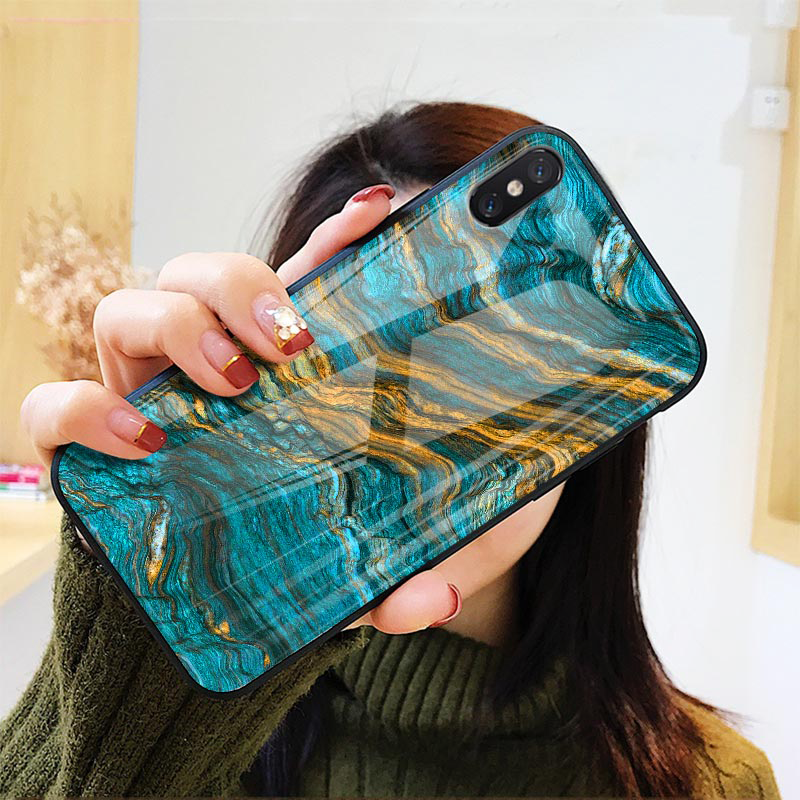 Luxury Artistic Glass Marble Phone Case for iPhone XS