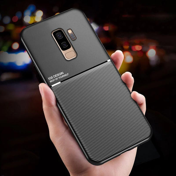 IQS Design Soft Leather Texture Case with Magnetic Car Vent for Galaxy S9 / S9 Plus