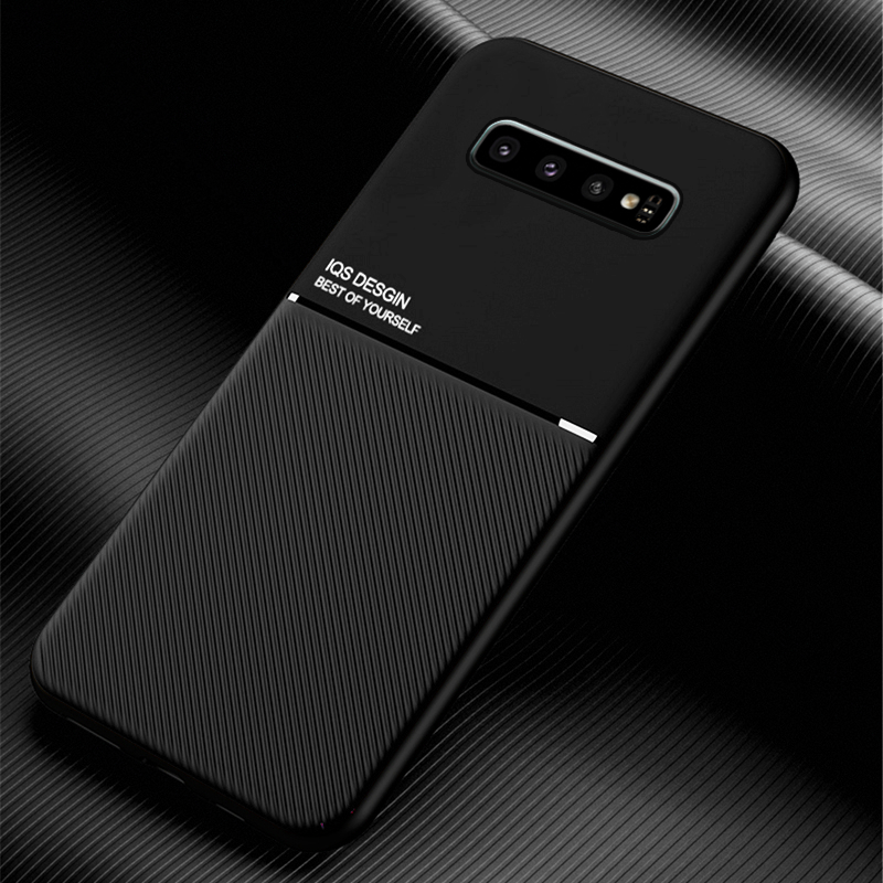 IQS Design Soft Leather Texture Case with Magnetic Car Vent for Galaxy S10 / S10 Plus