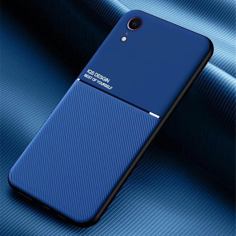 IQS Design Soft Leather Texture Case with Magnetic Car Vent for iPhone XR