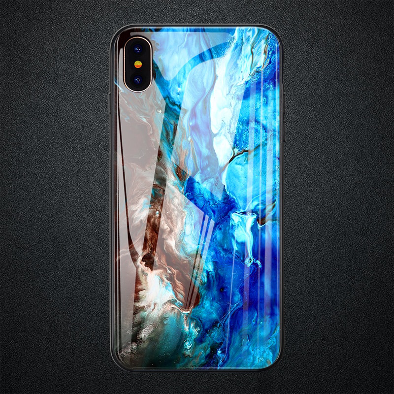 Luxury Artistic Glass Marble Phone Case for iPhone X