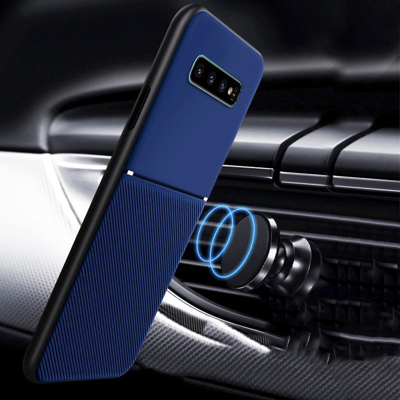 IQS Design Soft Leather Texture Case with Magnetic Car Vent for Galaxy S10 / S10 Plus