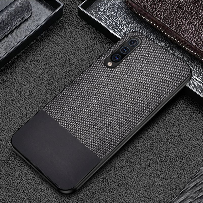 Galaxy A30s Dual Color Leather + Natural Cloth Texture Case