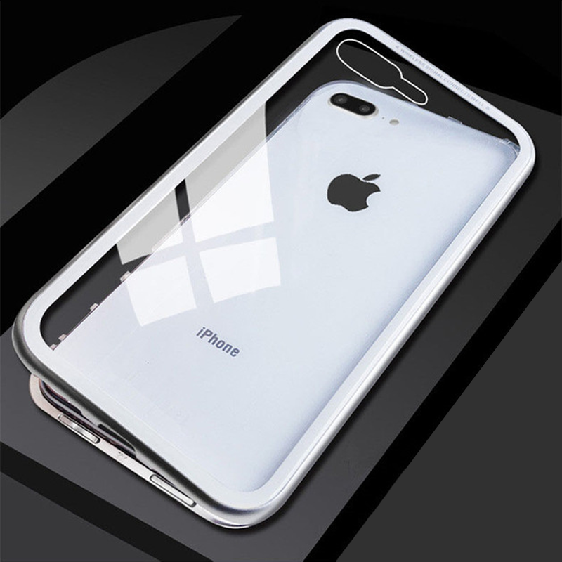 Tempered Glass Magnetic Adsorption Phone Case for iPhone 6, 7, 8