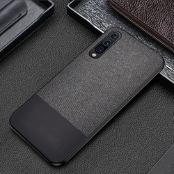 Galaxy A70 Dual Color Leather + Natural Cloth Texture Case