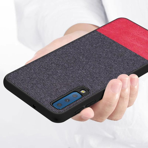 Galaxy A50 Dual Color Leather + Natural Cloth Texture Case