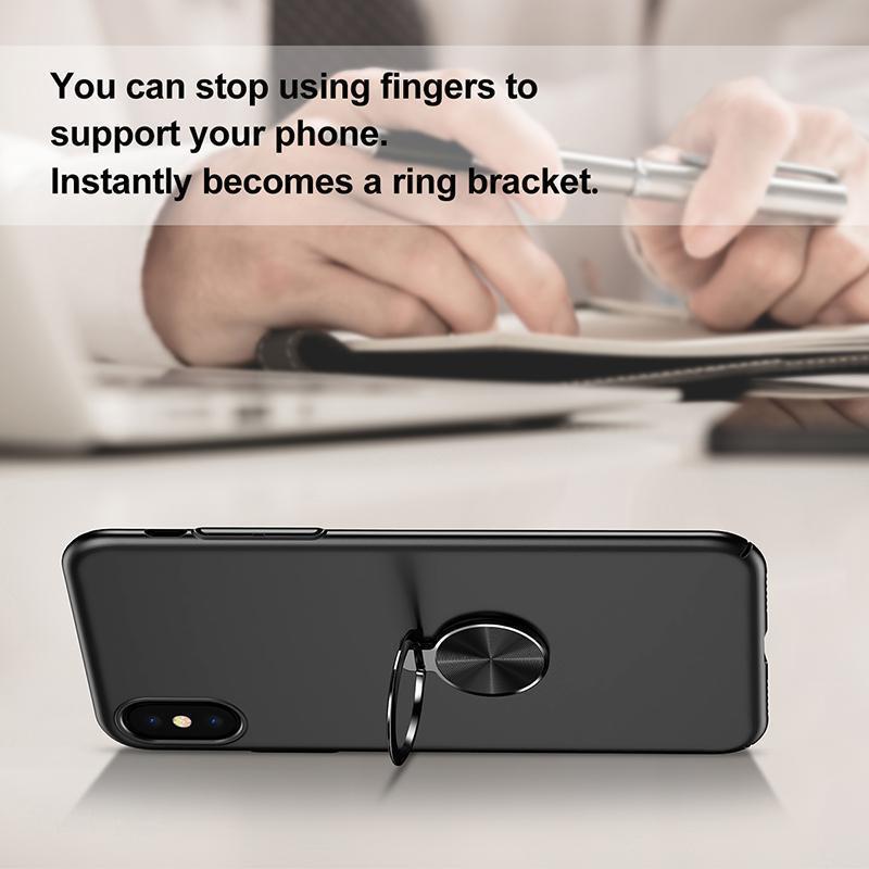 Luxury Kickstand Ultra Thin Finger Ring Holder Case for iPhone X