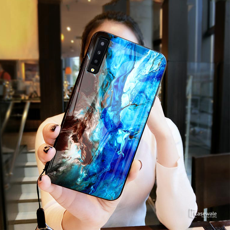 Galaxy A70 Luxury Artistic Marble Glass Phone Case