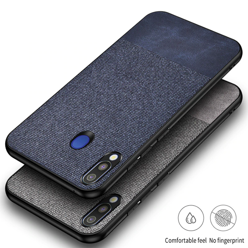 Galaxy A30 Dual Color Leather + Natural Cloth Texture Case