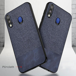 Galaxy A20 Dual Color Leather + Natural Cloth Texture Case