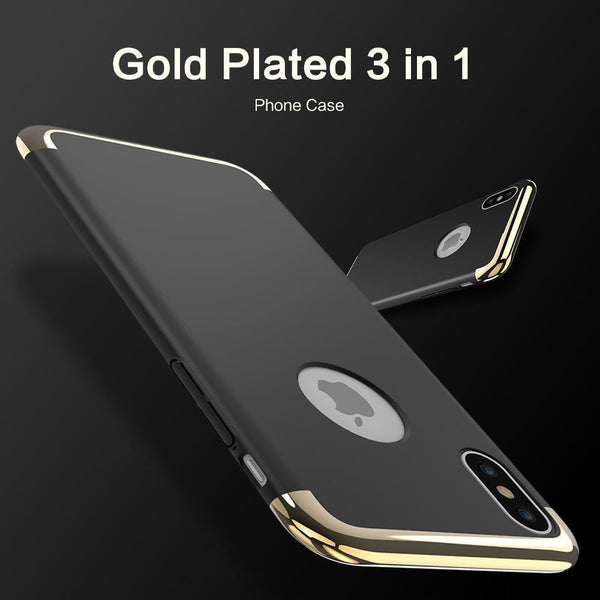 iPhone X Luxury 3 in 1 Gold Plating Matte Case