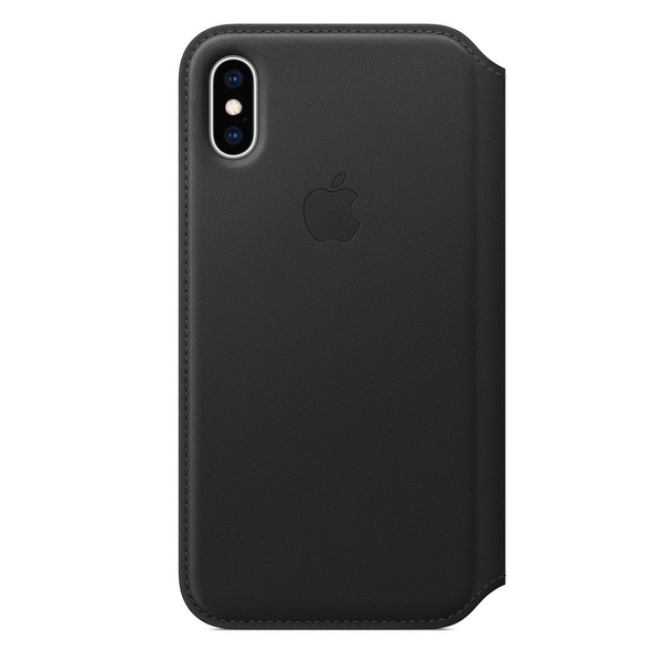 Apple iPhone X Series Leather Flip Card Holder Case - Black