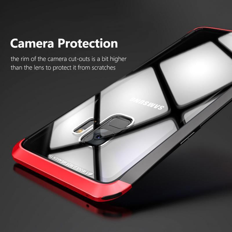 Luxury Transparent Tempered Glass Aluminum Case for Galaxy S9/ S9 Plus