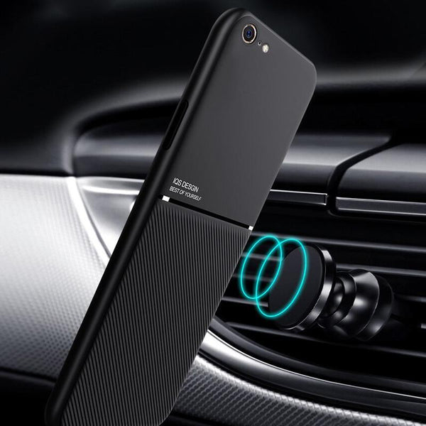 IQS Design Soft Leather Texture Case with Magnetic Car Vent for iPhone 7/8