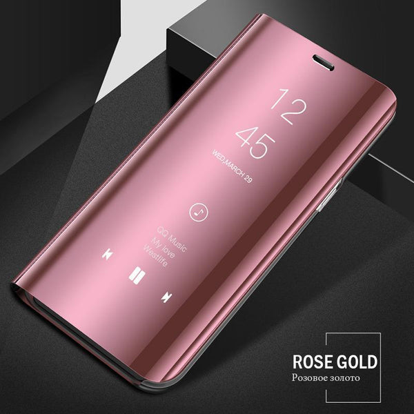Mirror Clear View Flip Phone Case for Redmi Note 5 [Non-Sensor]