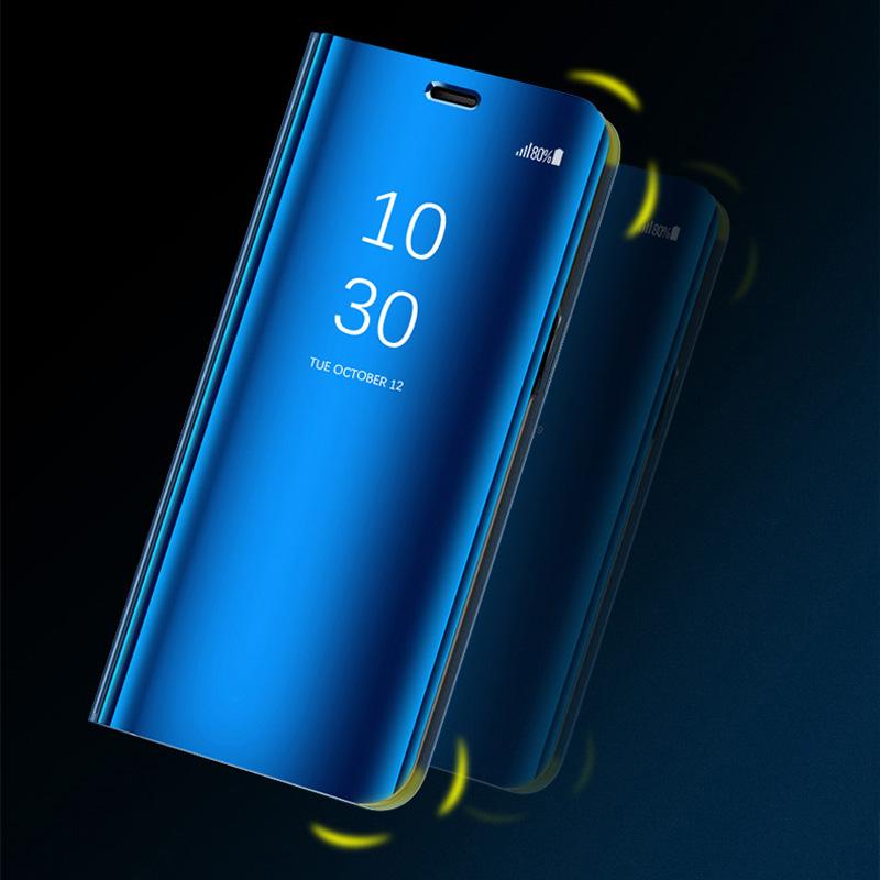 Galaxy A9 2018 (4-IN-1 COMBO) Mirror Clear Flip Non Sensor Case + Earphone Pouch + Type-C OTG Adapter + USB Cable