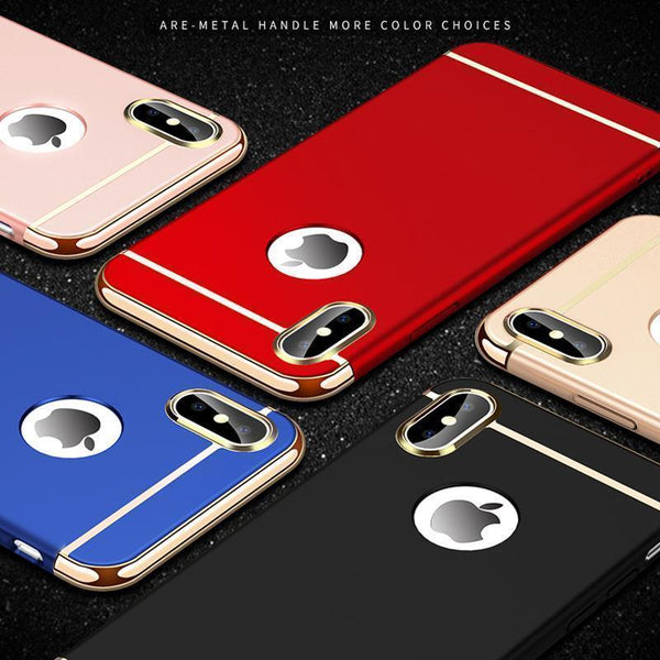 3 IN 1 Electroplated Full Protection Phone Case for iPhone X