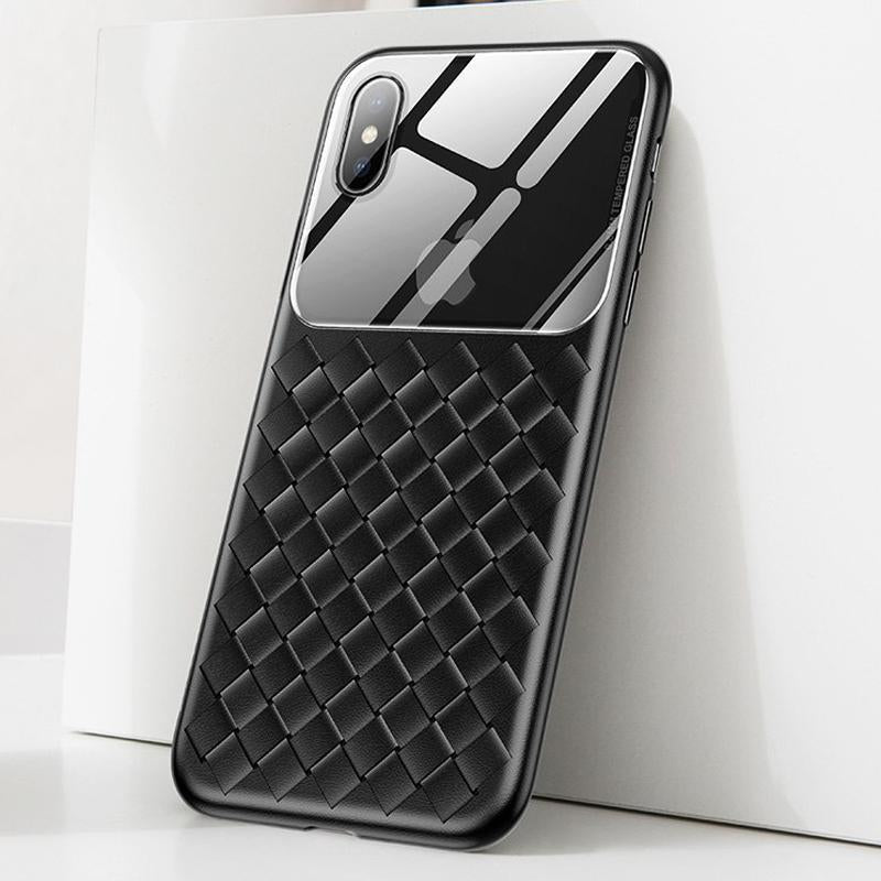 iPhone XS Baseus Tempered Glass Grid Weaving Case