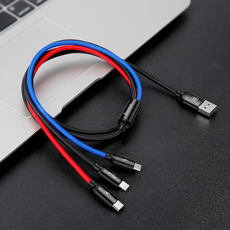 3 in 1 Baseus Micro USB Type C Charging Cable for iPhone, Samsung