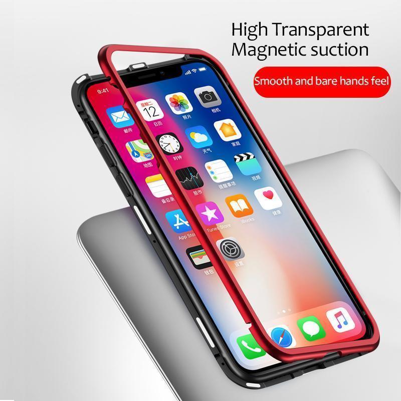 Tempered Glass Magnetic Adsorption Phone Case for iPhone X