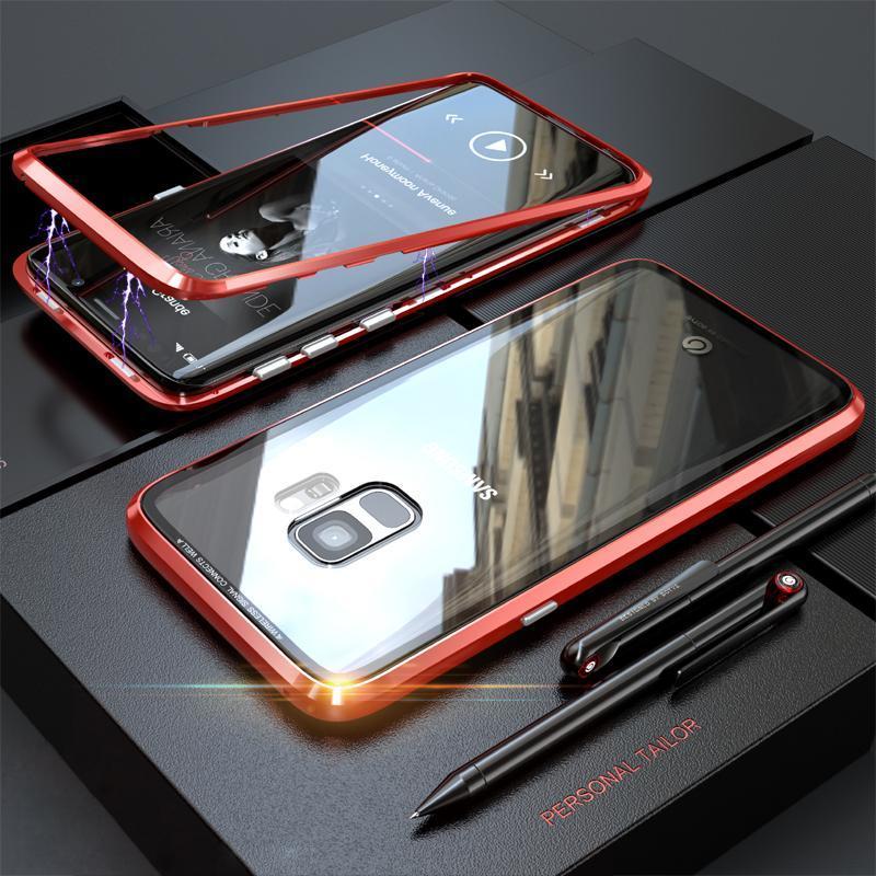 Tempered Glass Magnetic Adsorption Phone Case for Galaxy S9/ S9 Plus