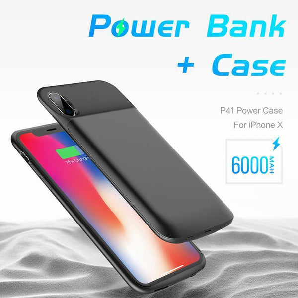 6000mAh Battery Charger Power Bank Case for iPhone X