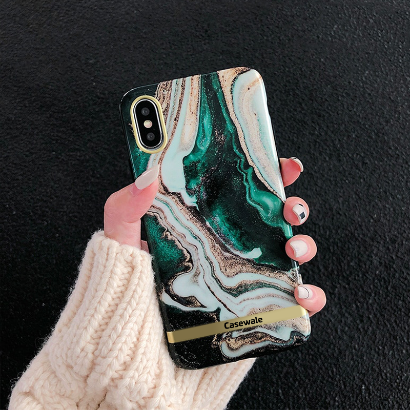 Glossy Agate Luxury Marble Phone Case for iPhone XS