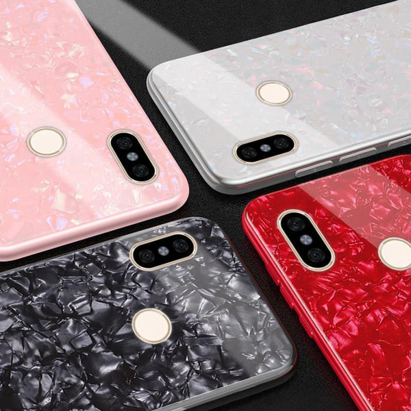 Marble Pattern Luxury Tempered Glass Case For Redmi Note 6 Pro + 5D Tempered Glass