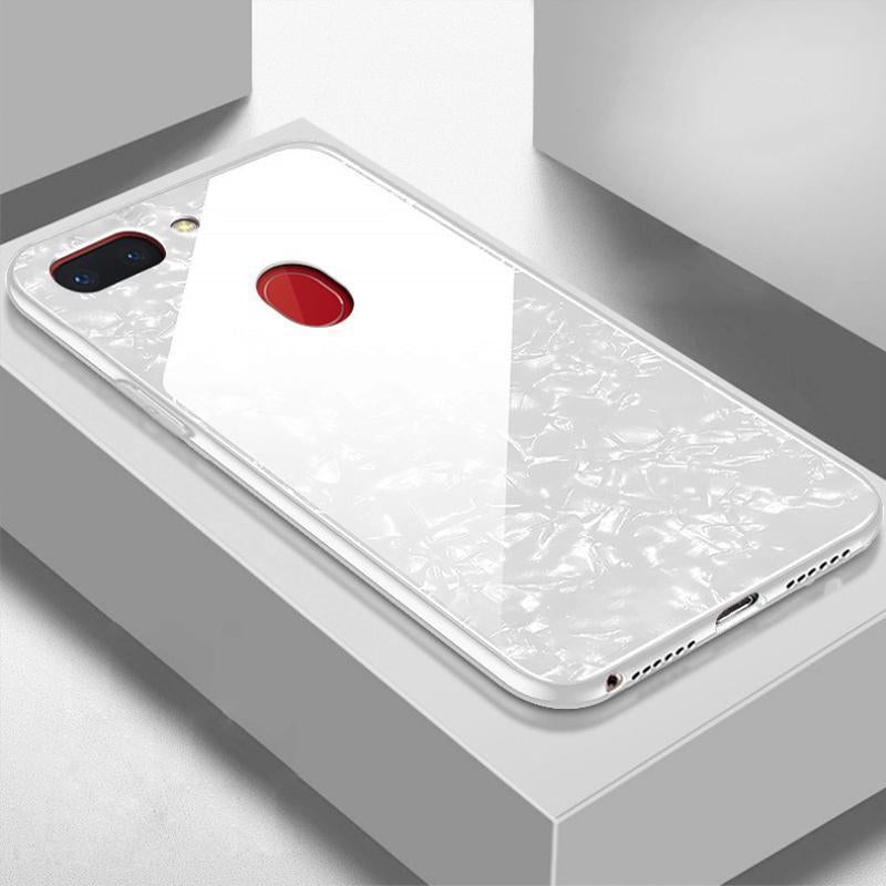 Marble Pattern Luxury Tempered Glass Back Case For Oppo F9