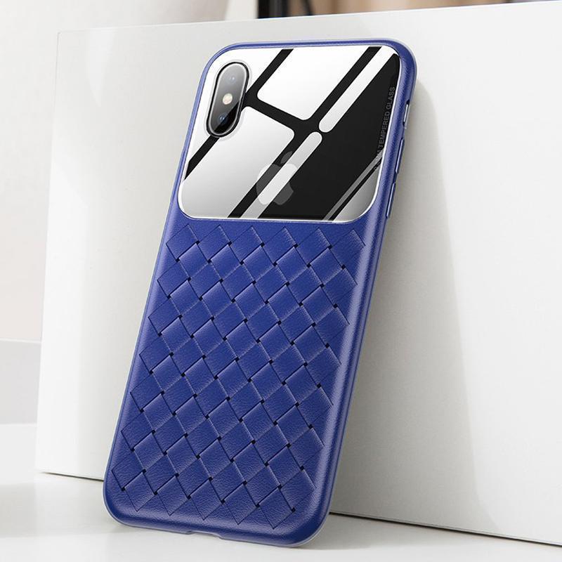 iPhone XS Max Baseus Tempered Glass Grid Weaving Case