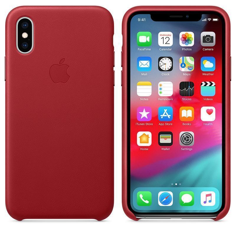 Apple iPhone X Series Leather Case - Red