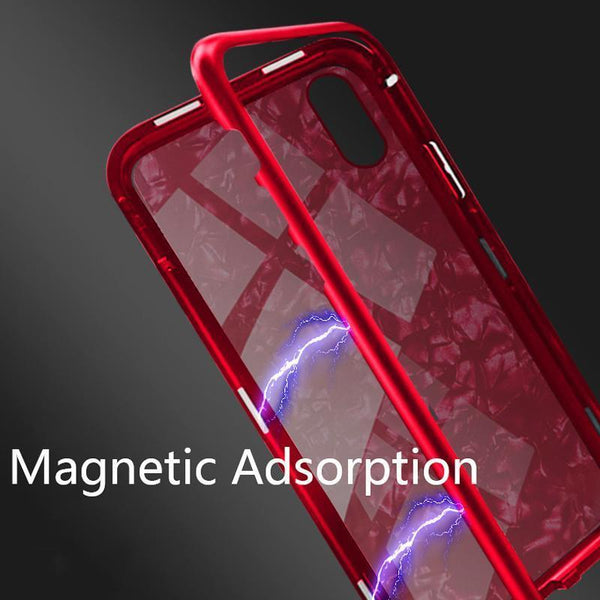 iPhone XS Marble Tempered Glass Magnetic Adsorption Case