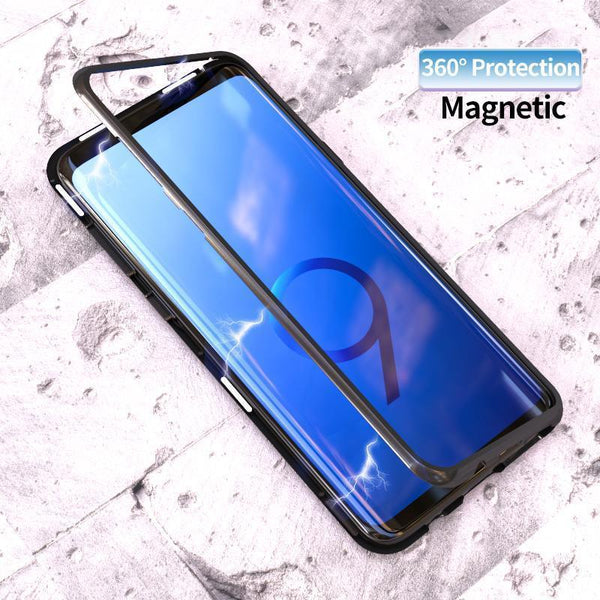 Tempered Glass Magnetic Adsorption Phone Case for Galaxy S9/ S9 Plus