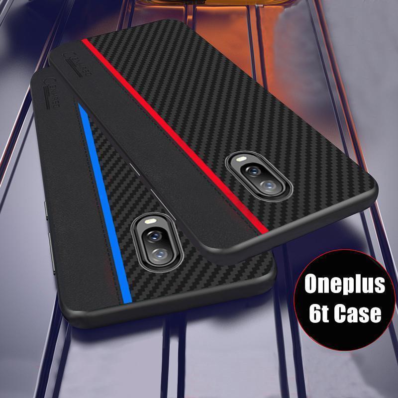 Original CENMASO Carbon Fiber PU Leather Case for OnePlus 6T