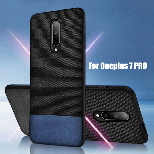 OnePlus 7 / 7 Pro Dual Color Leather + Natural Cloth Texture Case