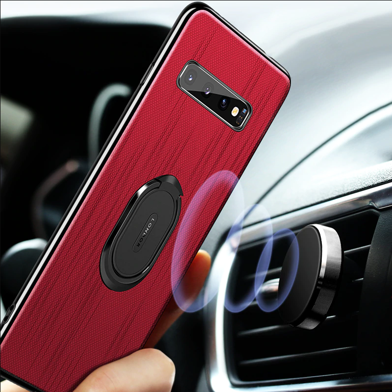 Galaxy S10 / S10 Plus Magnetic Stand Cloth Texture Phone Holder Case