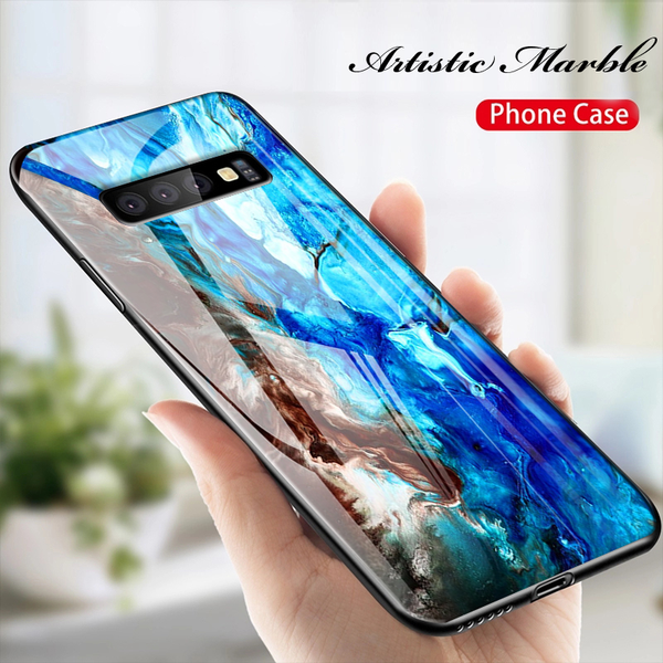 Luxury Artistic Marble Glass Case for Galaxy S10/ S10 Plus